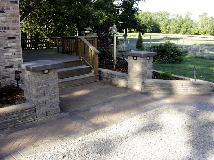 Lighted Landscape Post and Wall